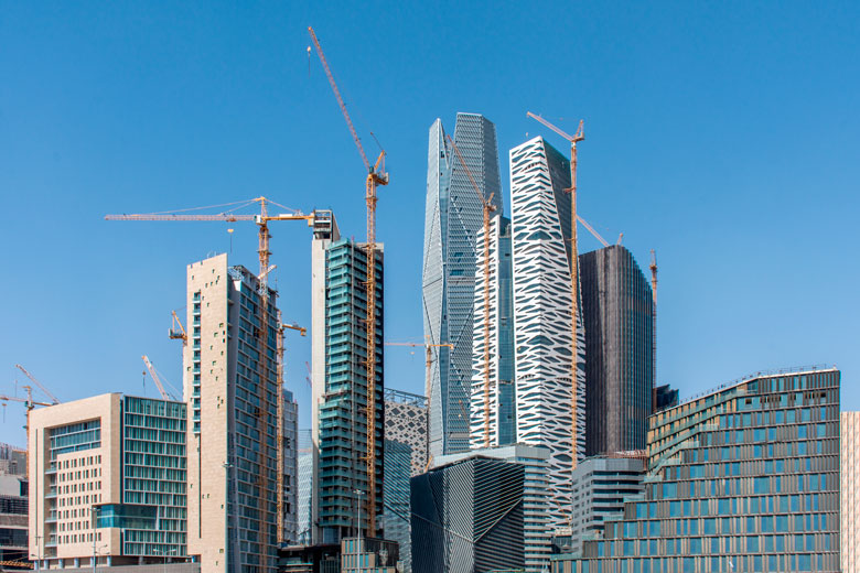 Buildings being constructed in the new King Abdullah Financial District in Riyadh